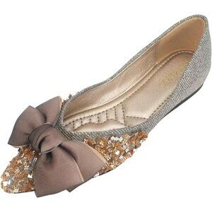 Duweidu Flat Shoes Women Golden UP leather and rubber sole Comfort Flats Dress